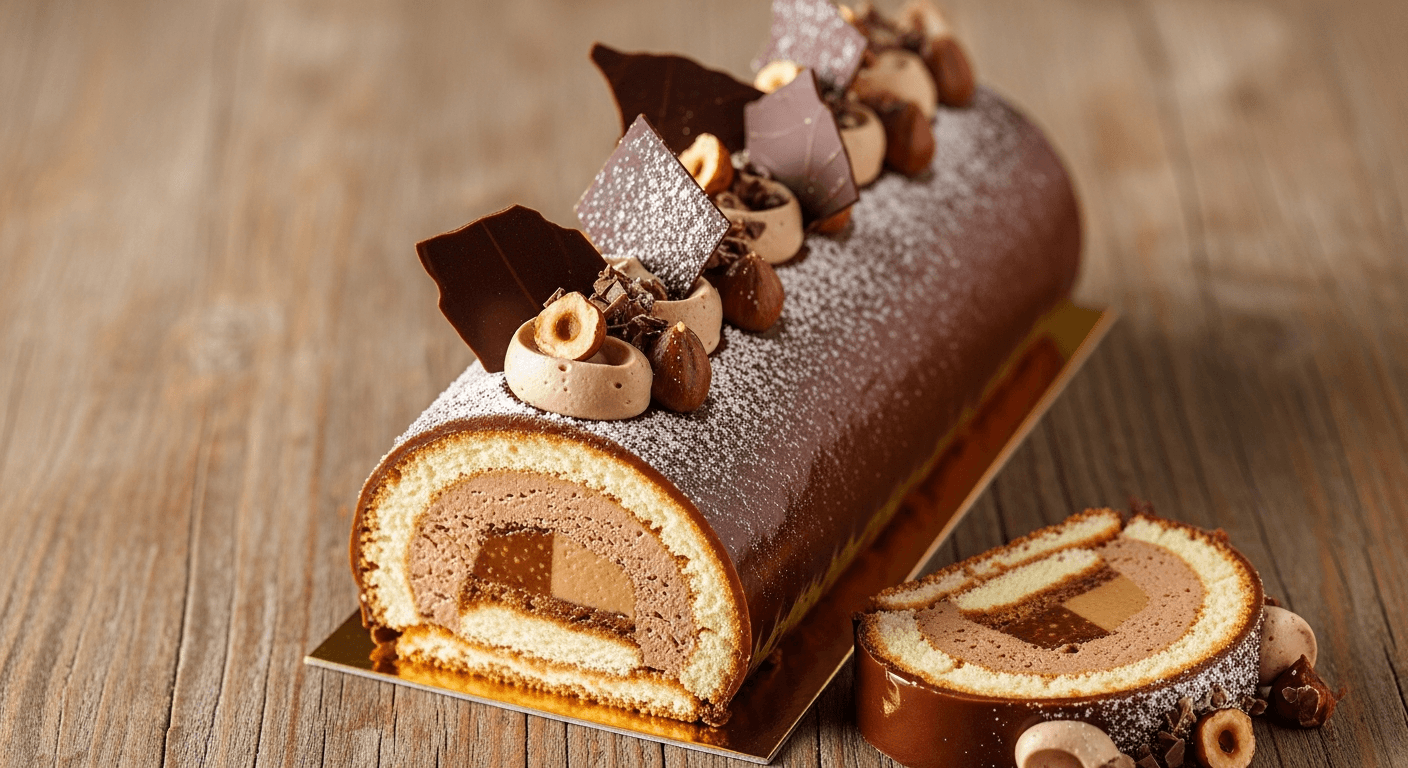 Bûche de Noël Chocolat Noisette : L'Élégance Festive Ultime